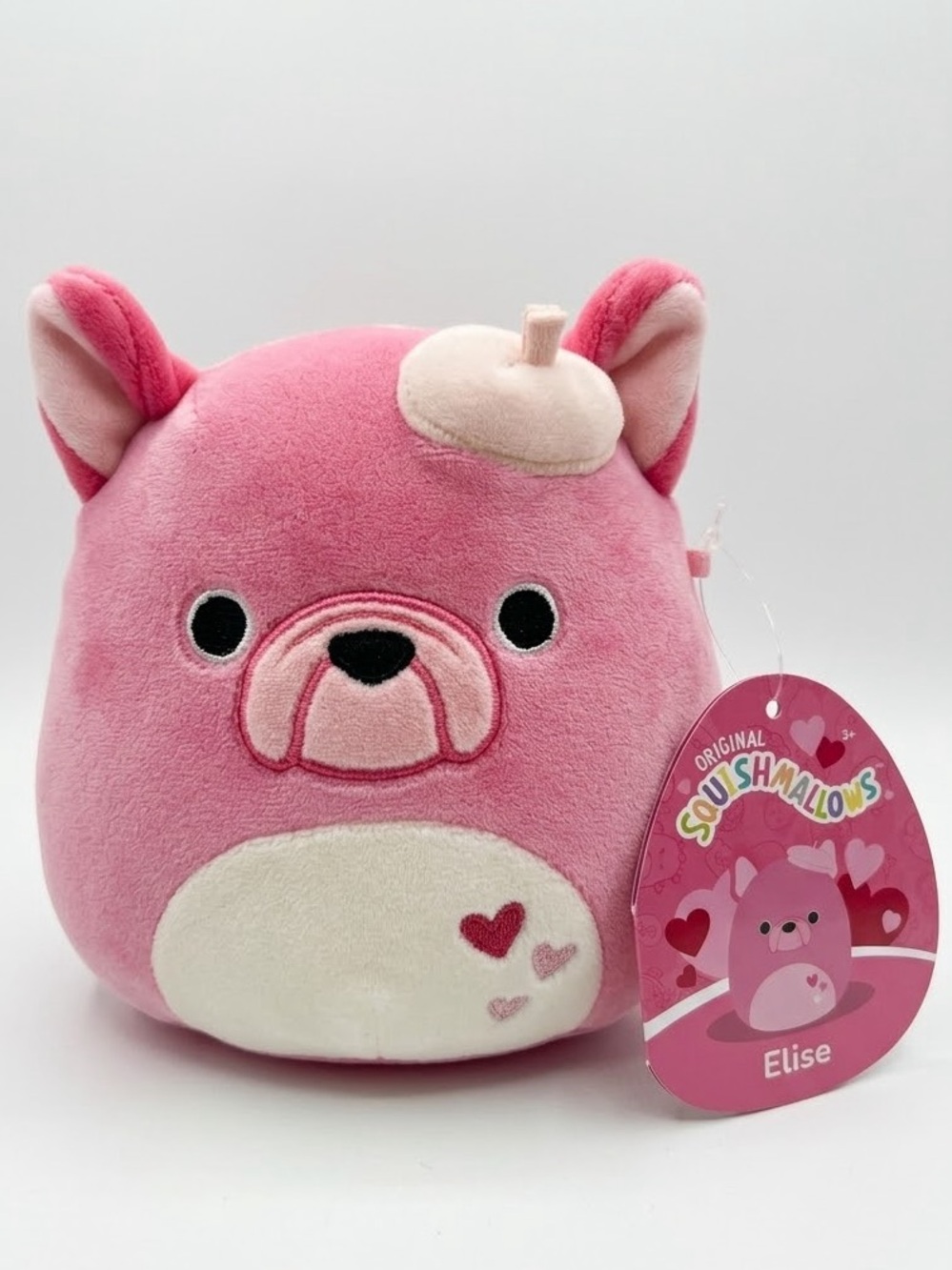 Squishmallow Elise Pinl French Bulldog With Hearts 5" Valentine's Plush NWT